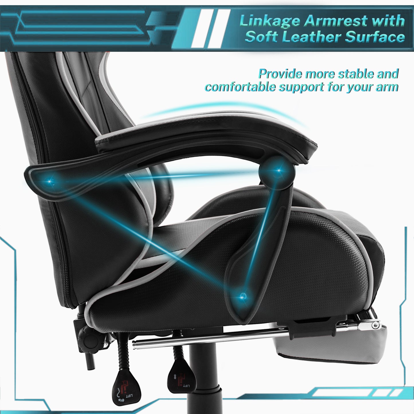 Ergonomic Gaming Chair with Footrest and Lumbar Support