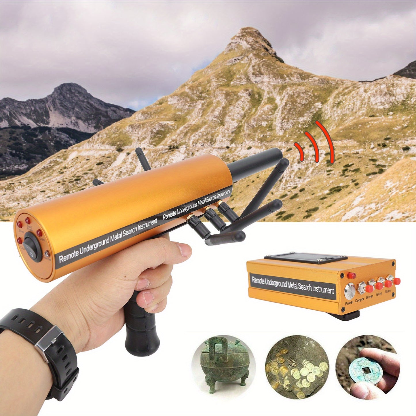 AKS Handheld Metal Detector Pinpointer Portable 360 Degree