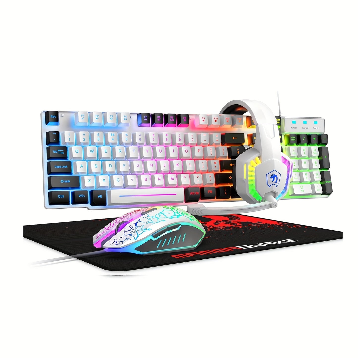 Rainbow LED Gaming Combo Keyboard Mouse Headset for Gamers