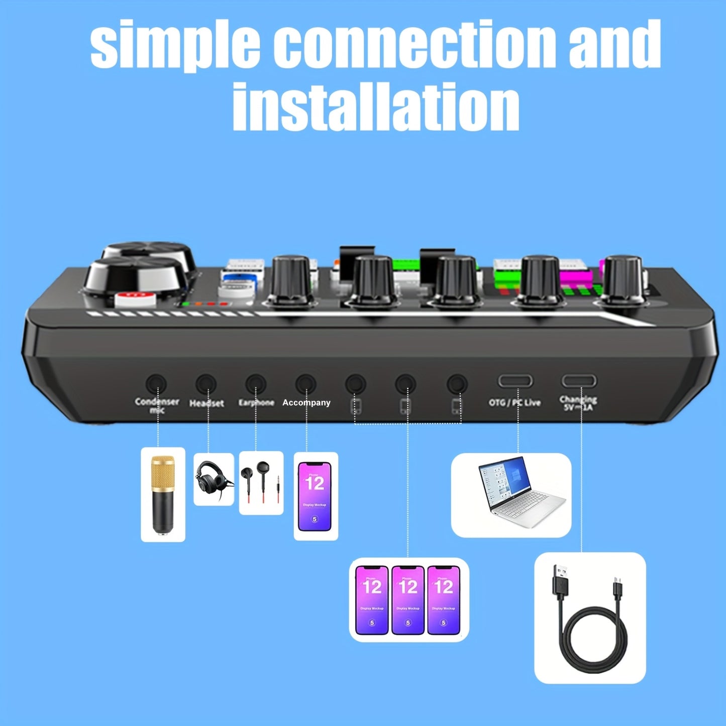Podcast Equipment Bundle with Audio Interface and Condenser Microphone