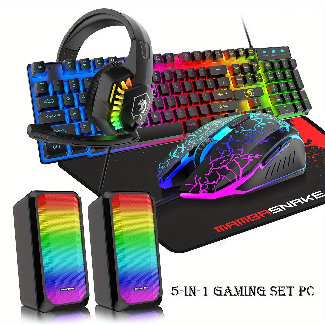 MAMBASNAKE 5 in 1 Gaming Combo with RGB Backlight
