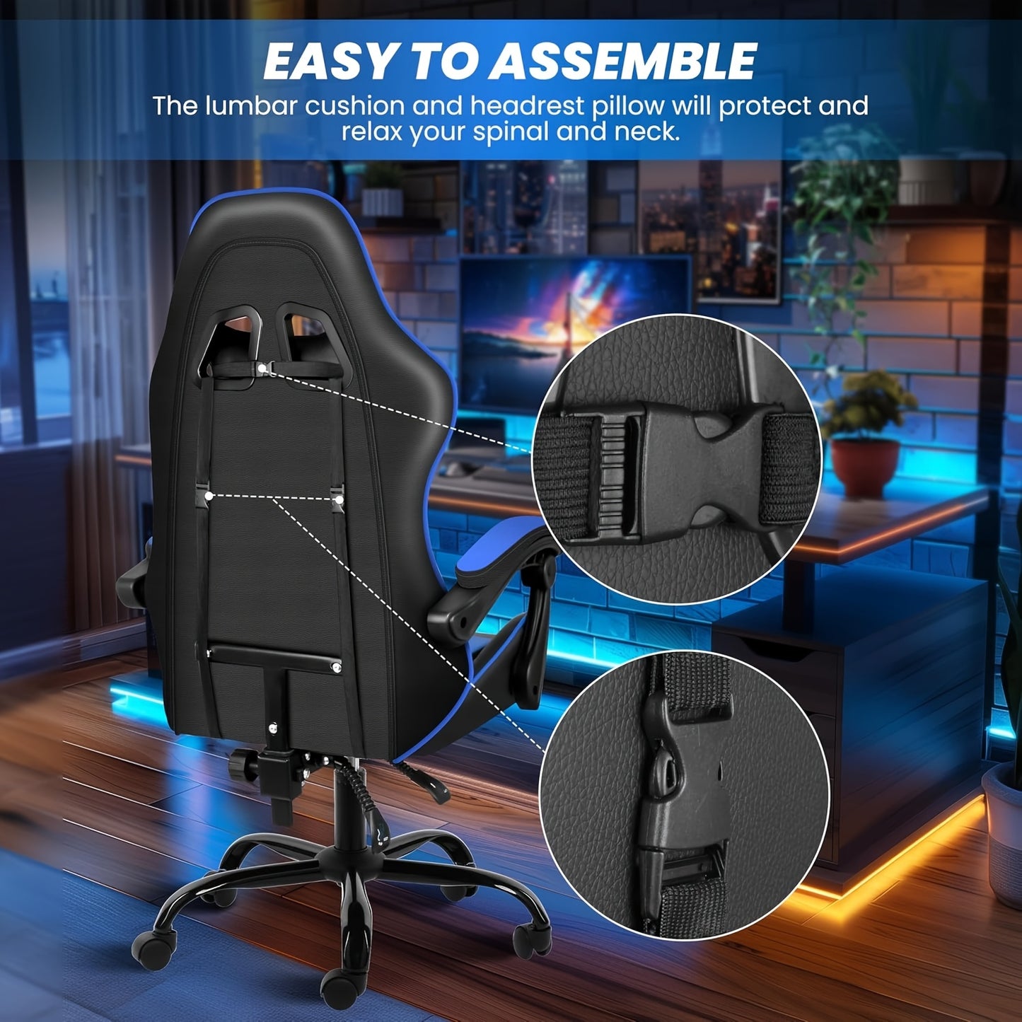 YSSOA Ergonomic Gaming Chair With Footrest And Lumbar Support