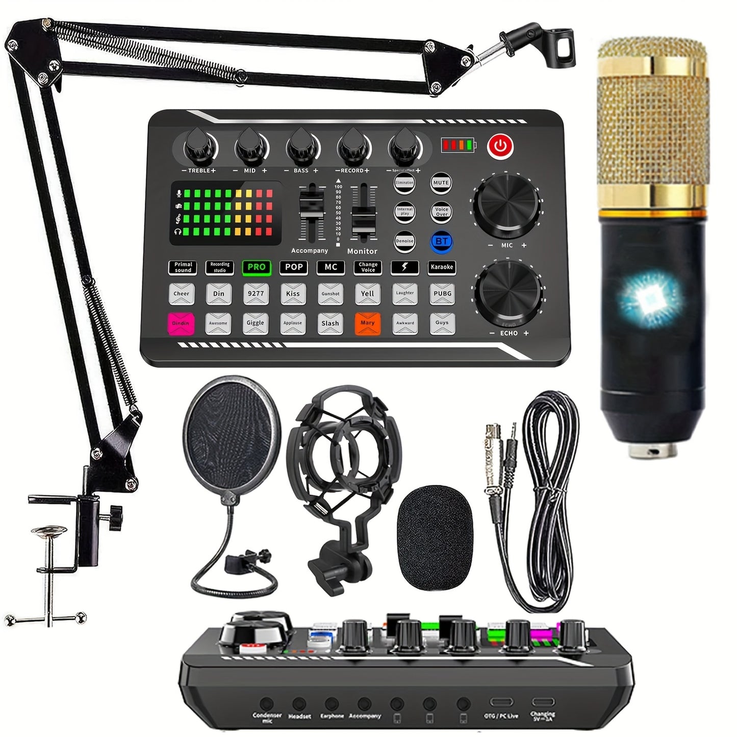 Podcast Equipment Bundle with Audio Interface and Condenser Microphone