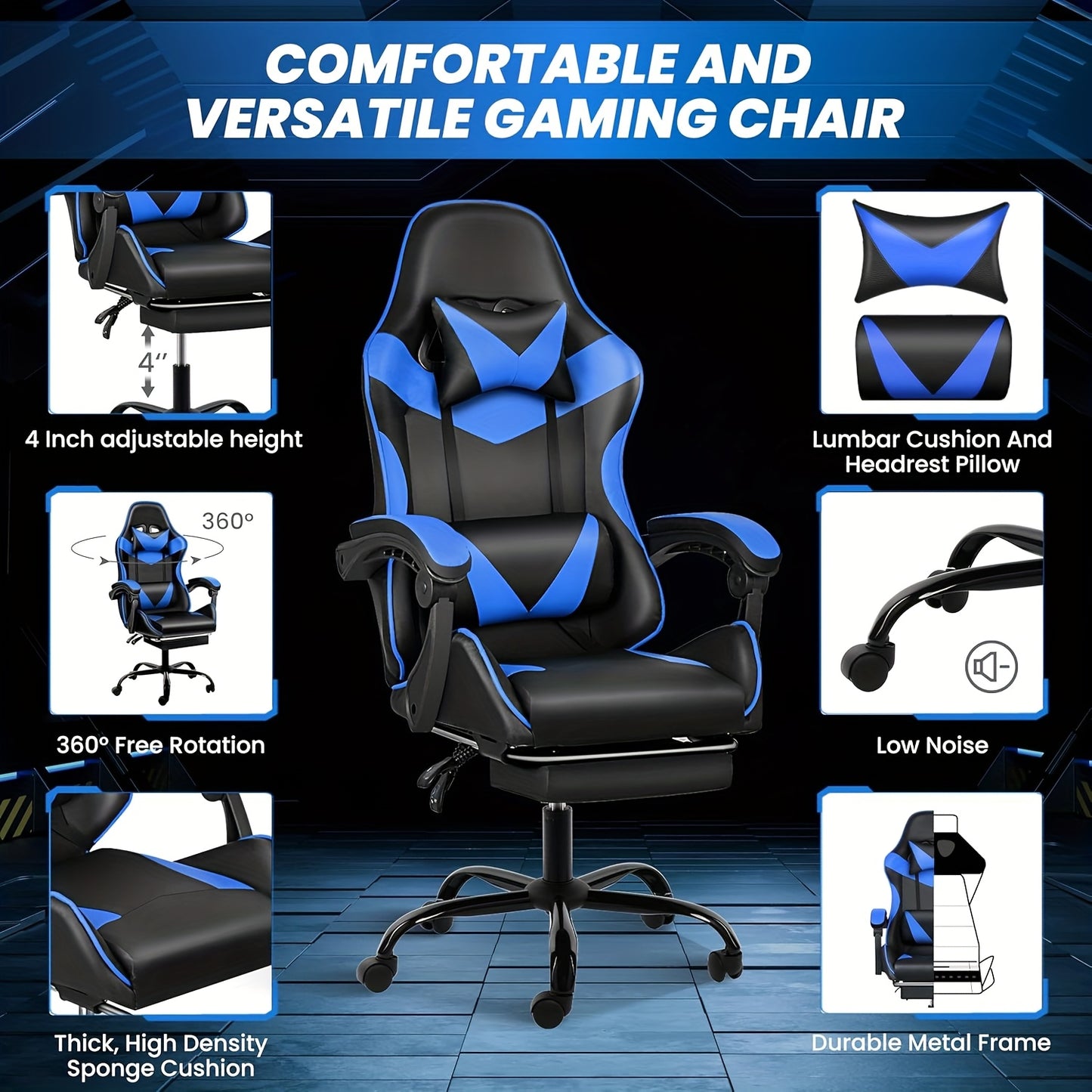 YSSOA Ergonomic Gaming Chair With Footrest And Lumbar Support