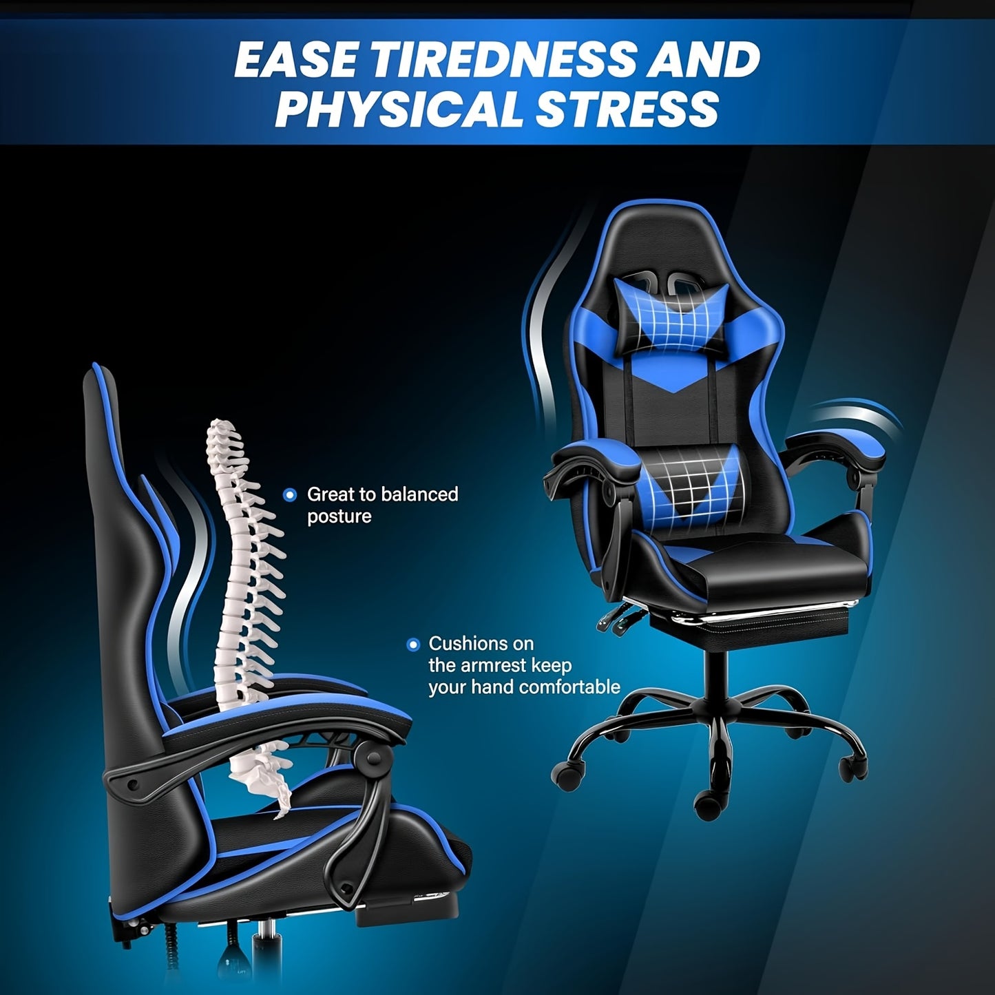 YSSOA Ergonomic Gaming Chair With Footrest And Lumbar Support