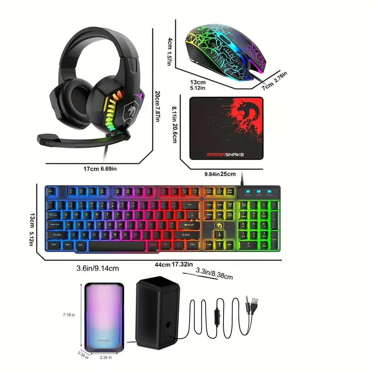 MAMBASNAKE 5 in 1 Gaming Combo with RGB Backlight