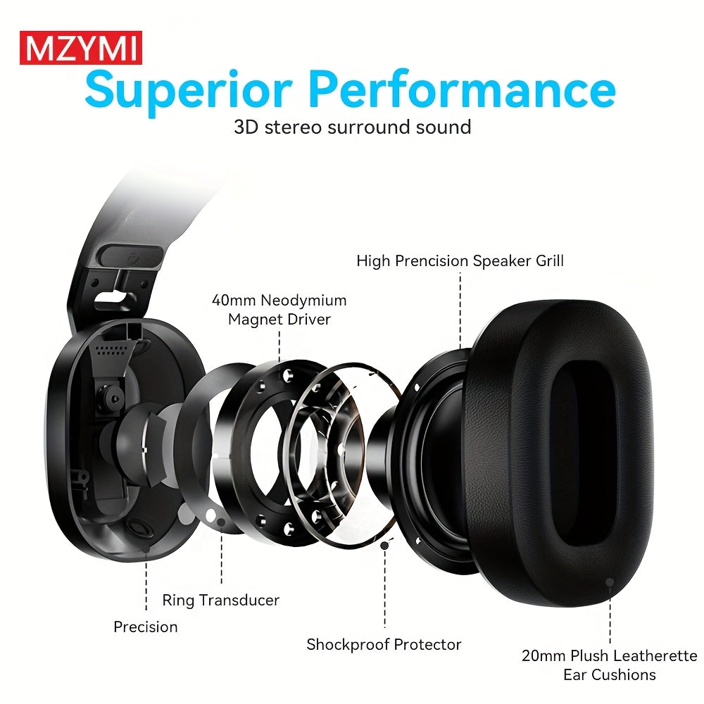 MZYMI GT100 Wireless Gaming Headset with Detachable Microphone