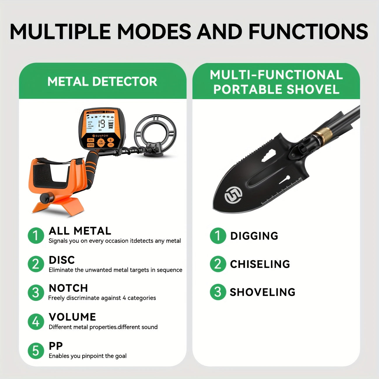 Sunpow Metal Detector With LCD Display Five Modes For Adults