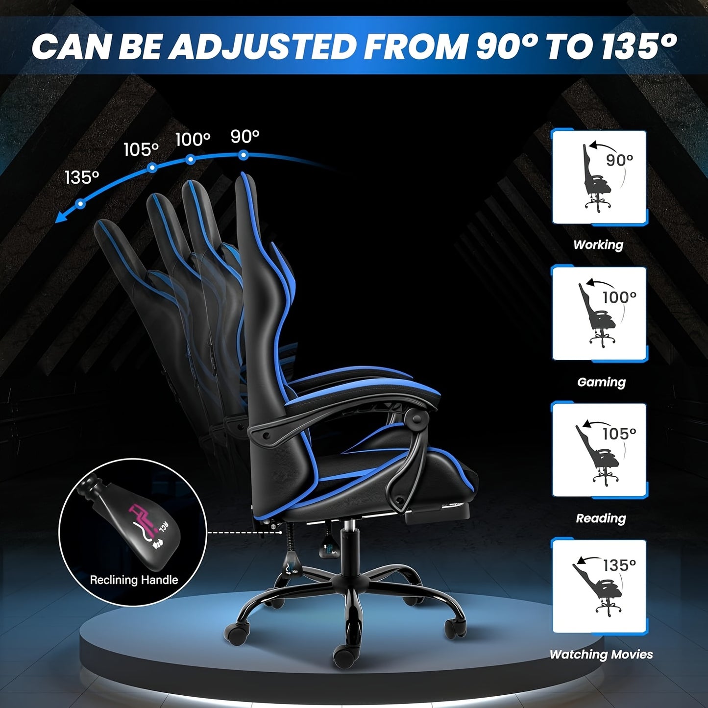 YSSOA Ergonomic Gaming Chair With Footrest And Lumbar Support